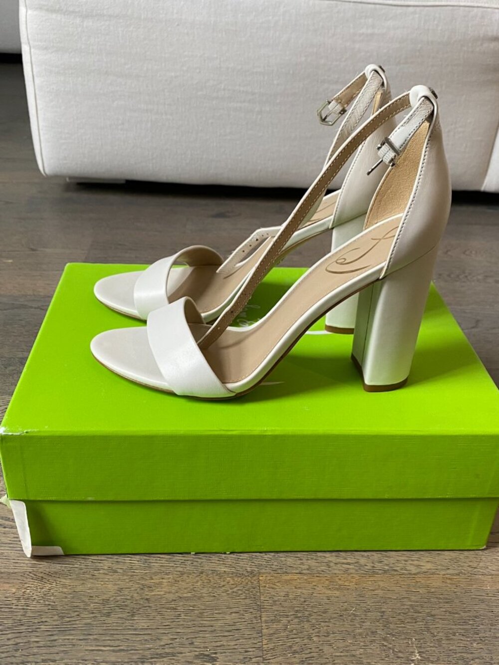 BRAND NEW Sam Edelman Yaro Block Heel Sandal in Modern Ivory Leather